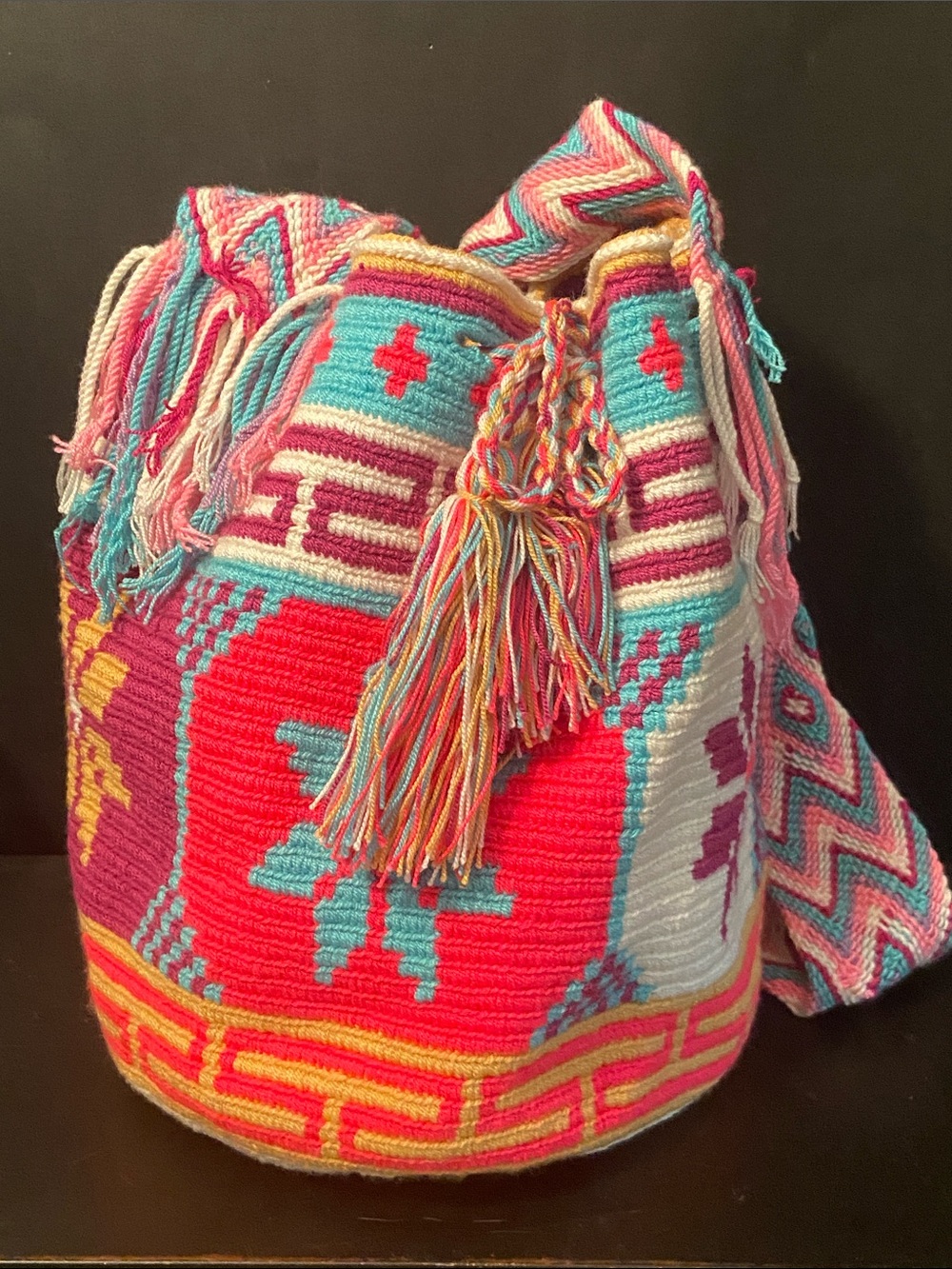 Wayuu Mochila Bucket Boho Colombia Rioacha Multicolor Crochet Bucket Bag